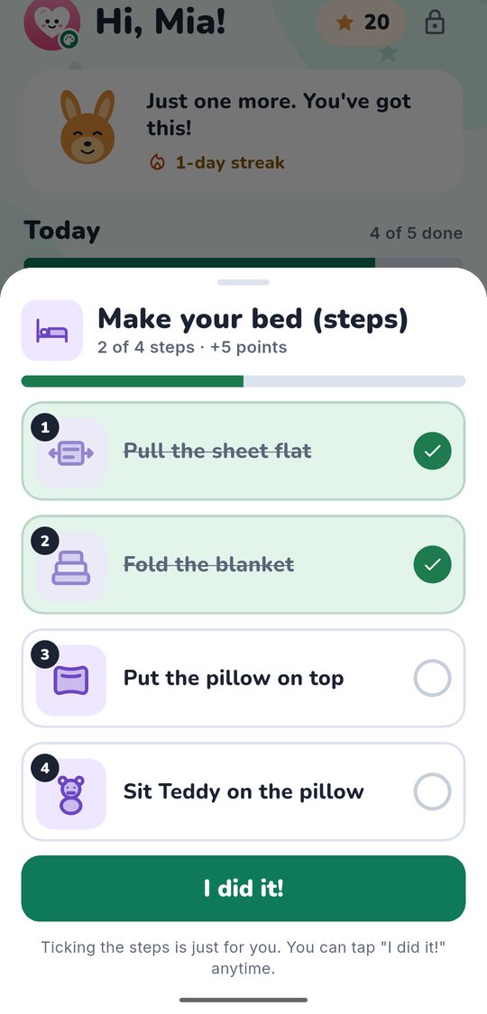 A chore shown step by step with pictures